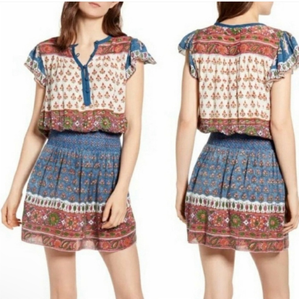 Faherty Size Small Bemini Smocked Mini Dress
Multicolor Floral with Pockets (S)